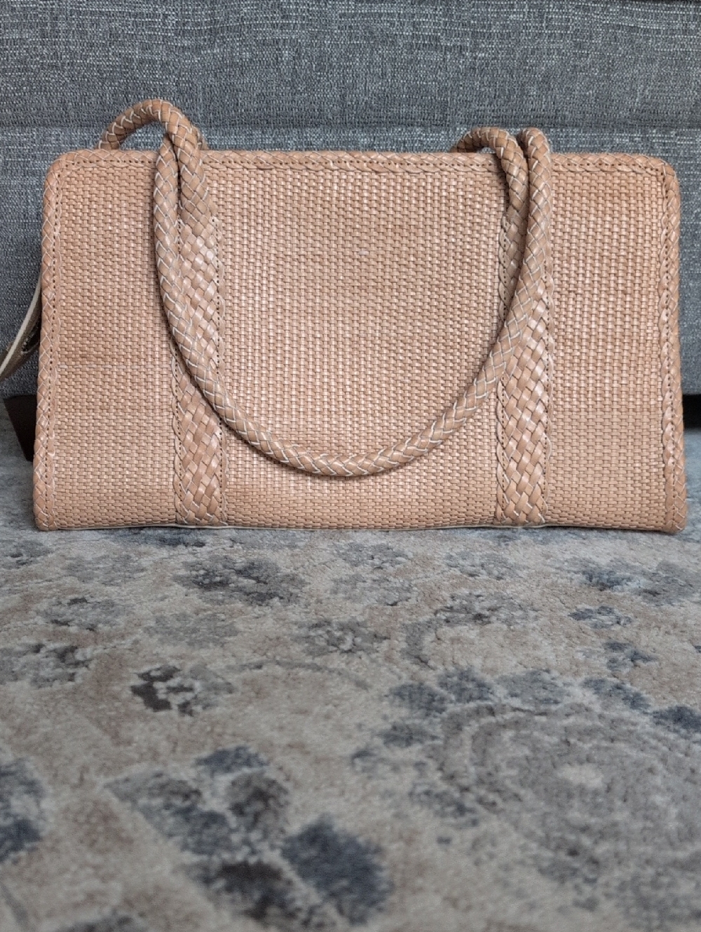 Ellen Tracy Woven Straw-Style Clutch in Tan
